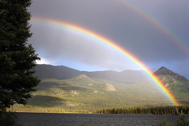 rainbow with rain