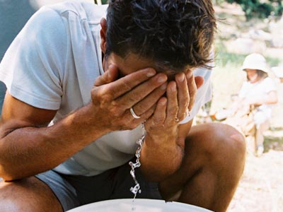 face wash with water